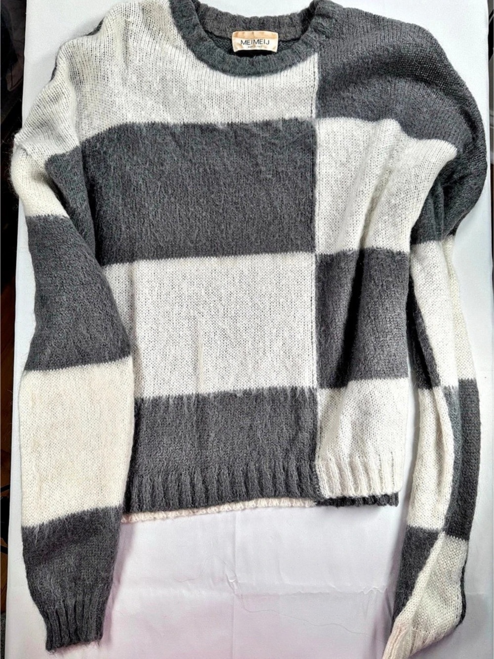 MEIMEIJ Color Block Mohair Sweater Size 42 Like New